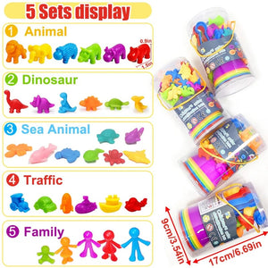 Planet Gates Kids Matching Game Learn Educational Toys Animal Cognition Rainbow Sort Fine Motor Training Montessori Sensory Puzzle Toy Gifts