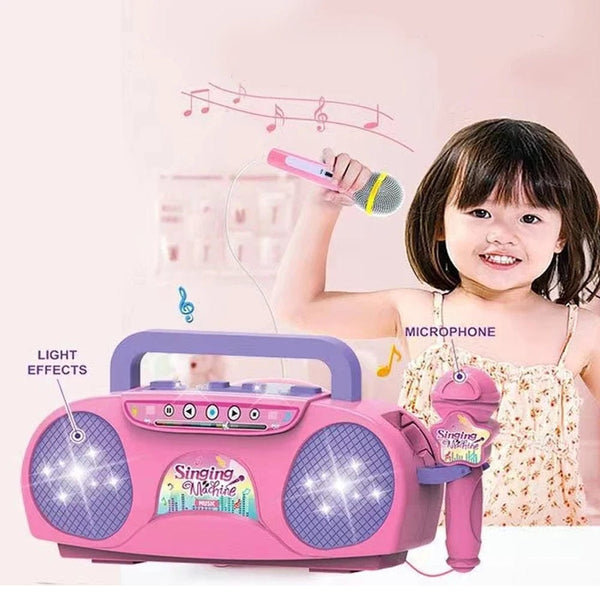 Planet Gates Kids Microphone Karaoke Machine Music Instrument Toys with Light Indoor Outdoor Travel Educational Toy Gift for Girl Boy Child
