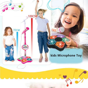 Planet Gates Kids Microphone with Stand Karaoke Song Music Instrument Toys Brain-Training Educational Toy Birthday Gift for Girl Boy