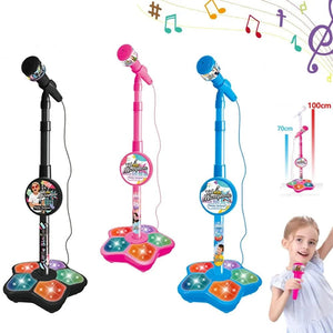 Planet Gates Kids Microphone with Stand Karaoke Song Music Instrument Toys Brain-Training Educational Toy Birthday Gift for Girl Boy