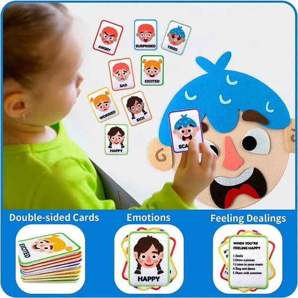 Planet Gates Kids Montessori Facial Expression Game Emotional Change Toys With 9pcs Cards Preschool Learning Educational Toys