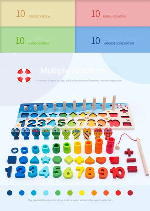 Planet Gates Kids Montessori Math Toys For Toddlers Educational Wooden Puzzle Fishing Toys Count Number Shape Matching Sorter Games Board Toy