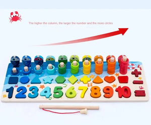 Planet Gates Kids Montessori Math Toys For Toddlers Educational Wooden Puzzle Fishing Toys Count Number Shape Matching Sorter Games Board Toy