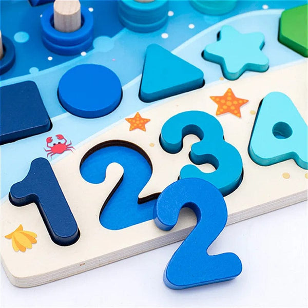 Planet Gates Kids Montessori Math Toys For Toddlers Educational Wooden Puzzle Fishing Toys Count Number Shape Matching Sorter Games Board Toy