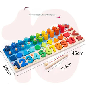 Planet Gates Kids Montessori Math Toys For Toddlers Educational Wooden Puzzle Fishing Toys Count Number Shape Matching Sorter Games Board Toy
