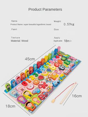 Planet Gates Kids Montessori Math Toys For Toddlers Educational Wooden Puzzle Fishing Toys Count Number Shape Matching Sorter Games Board Toy