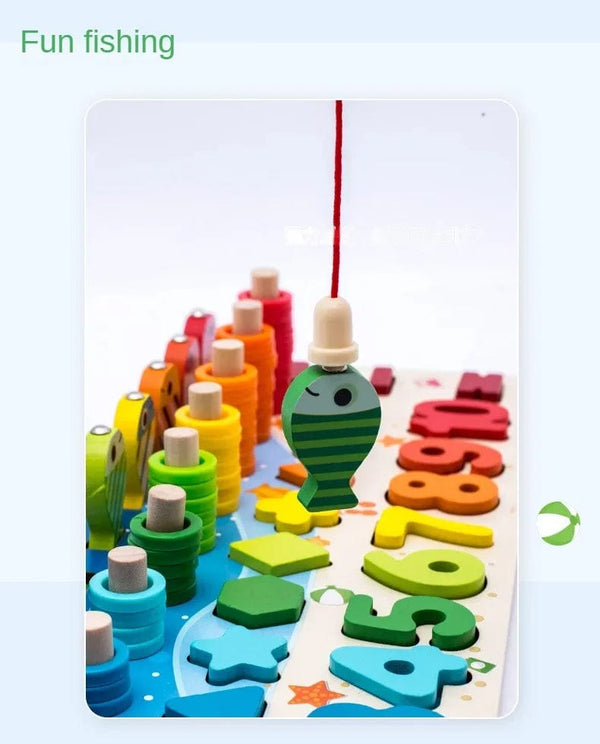 Planet Gates Kids Montessori Math Toys For Toddlers Educational Wooden Puzzle Fishing Toys Count Number Shape Matching Sorter Games Board Toy