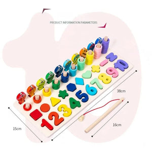 Planet Gates Kids Montessori Math Toys For Toddlers Educational Wooden Puzzle Fishing Toys Count Number Shape Matching Sorter Games Board Toy