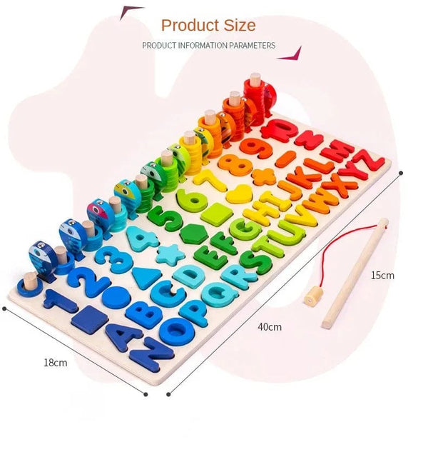 Planet Gates Kids Montessori Math Toys For Toddlers Educational Wooden Puzzle Fishing Toys Count Number Shape Matching Sorter Games Board Toy
