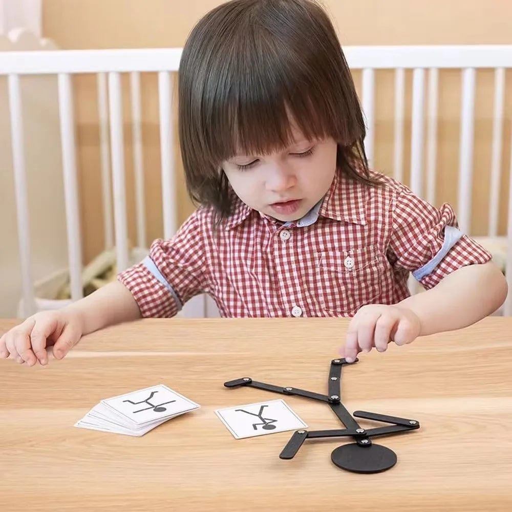 Planet Gates Kids Montessori Toys Wooden Early Learning Educational Puzzles Sporty Pose Jigsaw Improve Hands-on Skill Busy Board Gifts