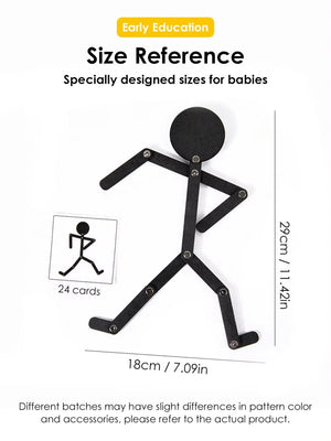 Planet Gates Kids Montessori Toys Wooden Early Learning Educational Puzzles Sporty Pose Jigsaw Improve Hands-on Skill Busy Board Gifts