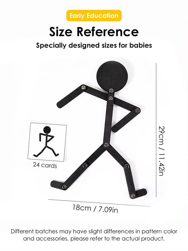 Planet Gates Kids Montessori Toys Wooden Early Learning Educational Puzzles Sporty Pose Jigsaw Improve Hands-on Skill Busy Board Gifts