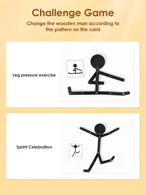 Planet Gates Kids Montessori Toys Wooden Early Learning Educational Puzzles Sporty Pose Jigsaw Improve Hands-on Skill Busy Board Gifts