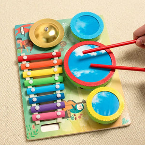 Planet Gates Kids Musical Xylophone Montessori Baby Musical Toys Wooden Percussion Instruments Drum Set Learning Educational Toys for Toddler