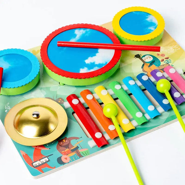 Planet Gates Kids Musical Xylophone Montessori Baby Musical Toys Wooden Percussion Instruments Drum Set Learning Educational Toys for Toddler