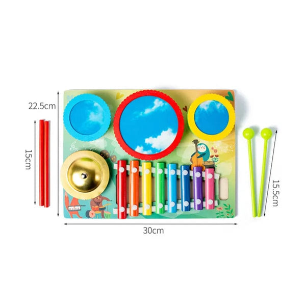 Planet Gates Kids Musical Xylophone Montessori Baby Musical Toys Wooden Percussion Instruments Drum Set Learning Educational Toys for Toddler