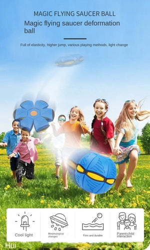 Planet Gates Kids Outdoor Fun Toys for Boys Girls Flying Saucer Ball Magic Deformation UFO with NO Led Light Flying Toys Decompression Gift