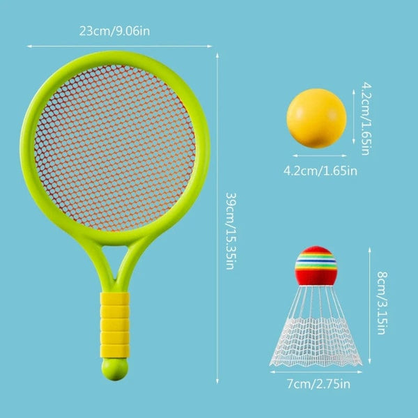 Planet Gates Kids Tennis Rackets, Soft Training Balls Badminton Shuttlecocks Racquets Family Interactive Sport Toy Colorful Game Supplies New
