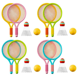 Planet Gates Kids Tennis Rackets, Soft Training Balls Badminton Shuttlecocks Racquets Family Interactive Sport Toy Colorful Game Supplies New