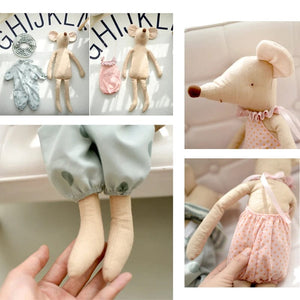 Planet Gates Kids Toy Little and Cute Pink Cotton Bowknot and Green Bowknot Mouse Doll Stuffed Toy