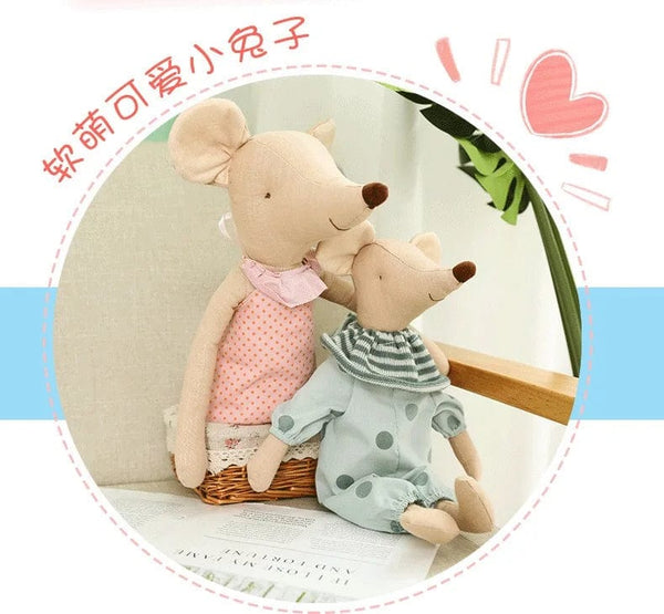 Planet Gates Kids Toy Little and Cute Pink Cotton Bowknot and Green Bowknot Mouse Doll Stuffed Toy