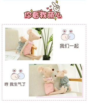 Planet Gates Kids Toy Little and Cute Pink Cotton Bowknot and Green Bowknot Mouse Doll Stuffed Toy
