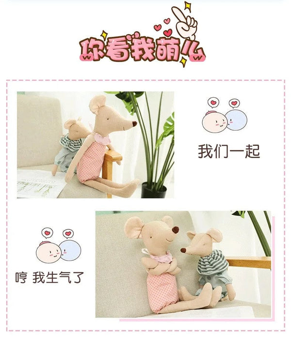 Planet Gates Kids Toy Little and Cute Pink Cotton Bowknot and Green Bowknot Mouse Doll Stuffed Toy