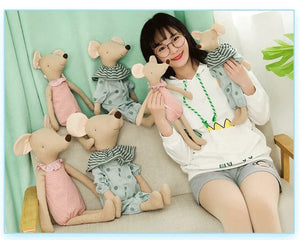 Planet Gates Kids Toy Little and Cute Pink Cotton Bowknot and Green Bowknot Mouse Doll Stuffed Toy