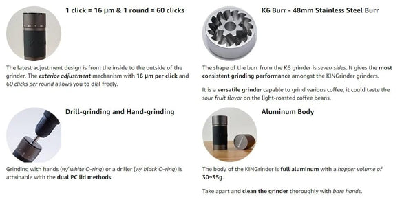 Planet Gates Kingrinder K4 /K6 manual coffee grinder portable mill 420stainless steel 48mm stainless steel Titanium plating burr