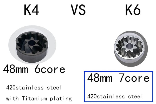 Planet Gates Kingrinder K4 /K6 manual coffee grinder portable mill 420stainless steel 48mm stainless steel Titanium plating burr
