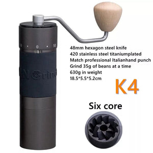Planet Gates Kingrinder K4 /K6 manual coffee grinder portable mill 420stainless steel 48mm stainless steel Titanium plating burr