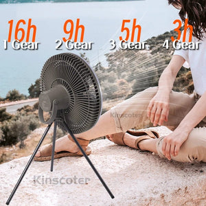 Planet Gates KINSCOTER 10000mAh Outdoor Camping Fan, 11inch Large Ceiling Fan with LED Lighting, Multifunction Air Circulator Cooler Fan