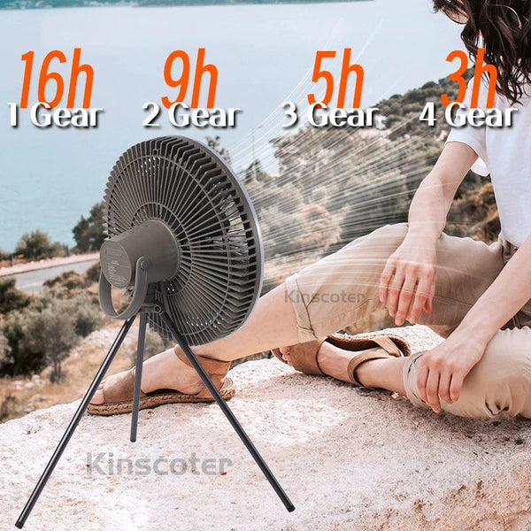 Planet Gates KINSCOTER 10000mAh Outdoor Camping Fan, 11inch Large Ceiling Fan with LED Lighting, Multifunction Air Circulator Cooler Fan