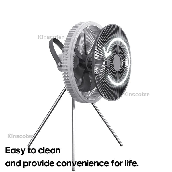 Planet Gates KINSCOTER 10000mAh Outdoor Camping Fan, 11inch Large Ceiling Fan with LED Lighting, Multifunction Air Circulator Cooler Fan