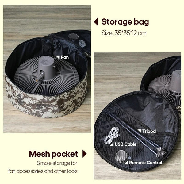 Planet Gates KINSCOTER 10000mAh Outdoor Camping Fan, 11inch Large Ceiling Fan with LED Lighting, Multifunction Air Circulator Cooler Fan