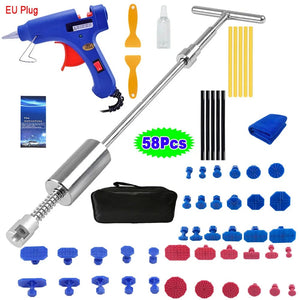 Planet Gates Kit 3 58Pcs(EU Plug) Professional Car Dent Repair Tools Paintless Dent Repair Kit Auto Body Dent Removal Remover Kits Dent Puller for Car Workshops