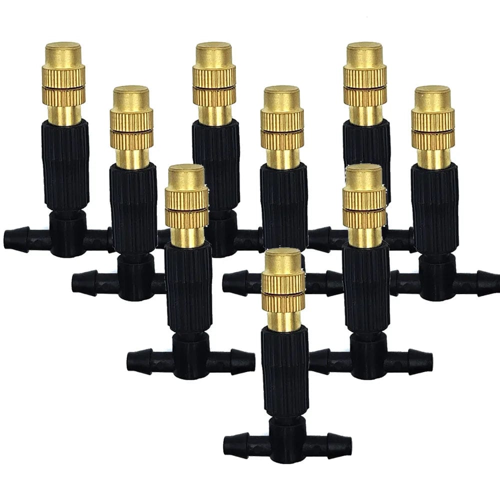 Planet Gates KIT001-20M 5M-30M Outdoor Misting Cooling System Garden Irrigation Watering 1/4'' Brass Atomizer Nozzles 4/7mm Hose for Patio Greenhouse