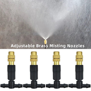 Planet Gates KIT001-20M 5M-30M Outdoor Misting Cooling System Garden Irrigation Watering 1/4'' Brass Atomizer Nozzles 4/7mm Hose for Patio Greenhouse
