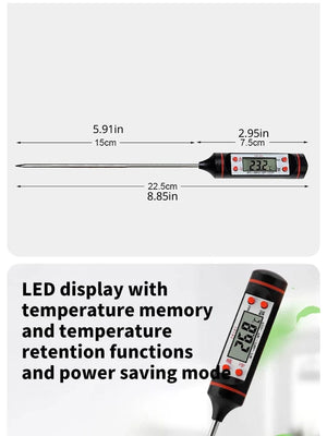 Planet Gates Kitchen Food Baking Digital Thermometer Electronic Probe Type Digital Display Liquid Grill Thermometer