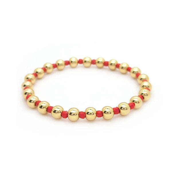 Planet Gates KKBEAD 18 K Gold Beads Bracelets Y2k Gold Plated Beaded Stretch Bracelet Jewelry for Women Accessories Pulseras Mujer Moda