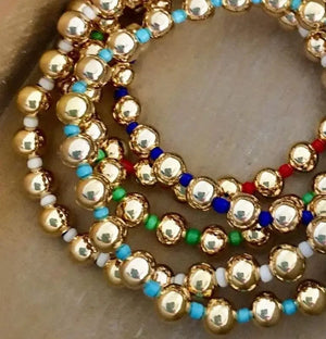 Planet Gates KKBEAD 18 K Gold Beads Bracelets Y2k Gold Plated Beaded Stretch Bracelet Jewelry for Women Accessories Pulseras Mujer Moda