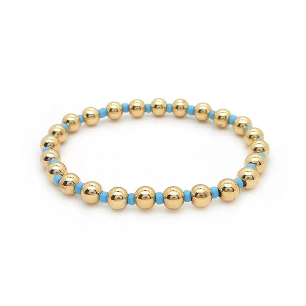 Planet Gates KKBEAD 18 K Gold Beads Bracelets Y2k Gold Plated Beaded Stretch Bracelet Jewelry for Women Accessories Pulseras Mujer Moda