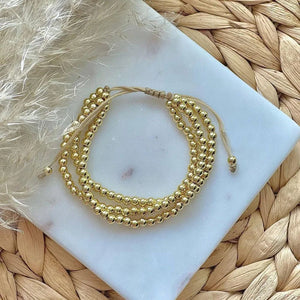 Planet Gates KKBEAD Bracelets Gold Plated 18 K Waterproof Multilayer Stackable Beaded Bracelet for Women Gifts Pulseras Femme