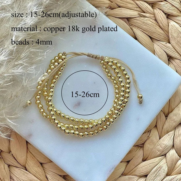 Planet Gates KKBEAD Bracelets Gold Plated 18 K Waterproof Multilayer Stackable Beaded Bracelet for Women Gifts Pulseras Femme