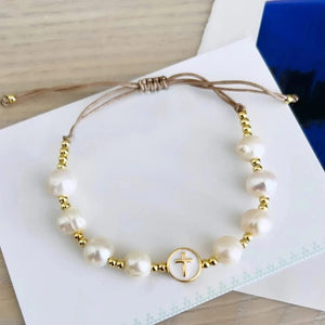 Planet Gates KKBEAD Natural Pearl Bracelet For Women Fashion Virgin Mary Guadalupe Jewelry 18 K Gold Plated Waterproof Bracelets Pulseras