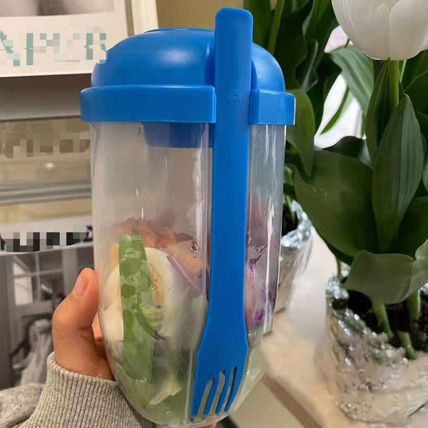 Planet Gates Klein Blue 1pc, Fresh Salad Cup, Keep Fit Salad Meal Shaker Cup, 1000ml/33.81oz, Portable Fruit Vegetable Milk Cup, 19.99cm X 5.92cm