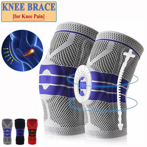 Planet Gates Knee Brace for Men Women Silicone Gel Spring Support Knee Pads Workout Meniscus Tear Joint Pain Relief Knee Compression Sleeve