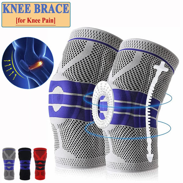 Planet Gates Knee Brace for Men Women Silicone Gel Spring Support Knee Pads Workout Meniscus Tear Joint Pain Relief Knee Compression Sleeve