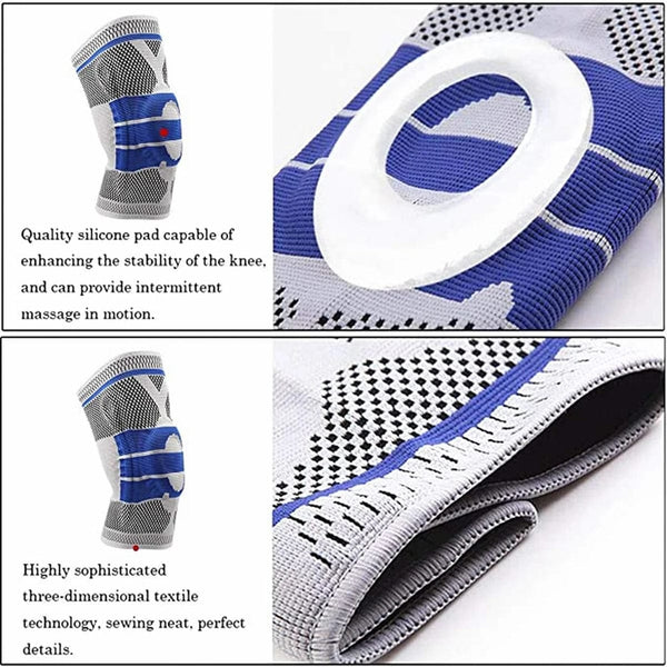 Planet Gates Knee Brace for Men Women Silicone Gel Spring Support Knee Pads Workout Meniscus Tear Joint Pain Relief Knee Compression Sleeve