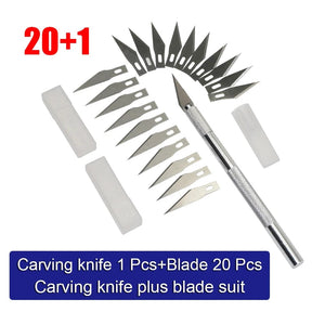 Planet Gates Knife 6 Suit Carving Knife 1 Pcs Plus Blade 20 Pcs Paper cutter Mobile phone film cutter Model assembly tool Rubber seal carving knife